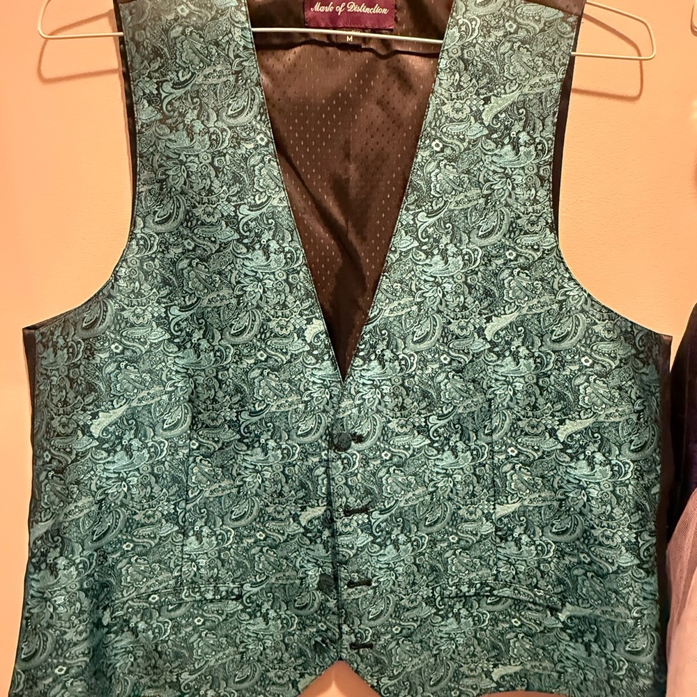 Men's Teal Paisley Vest